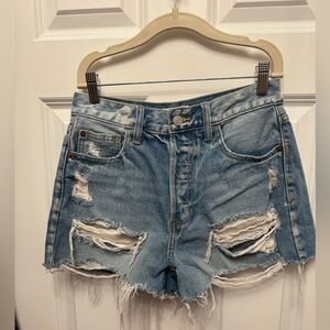 Cello Light Blue Distressed Jean Shorts